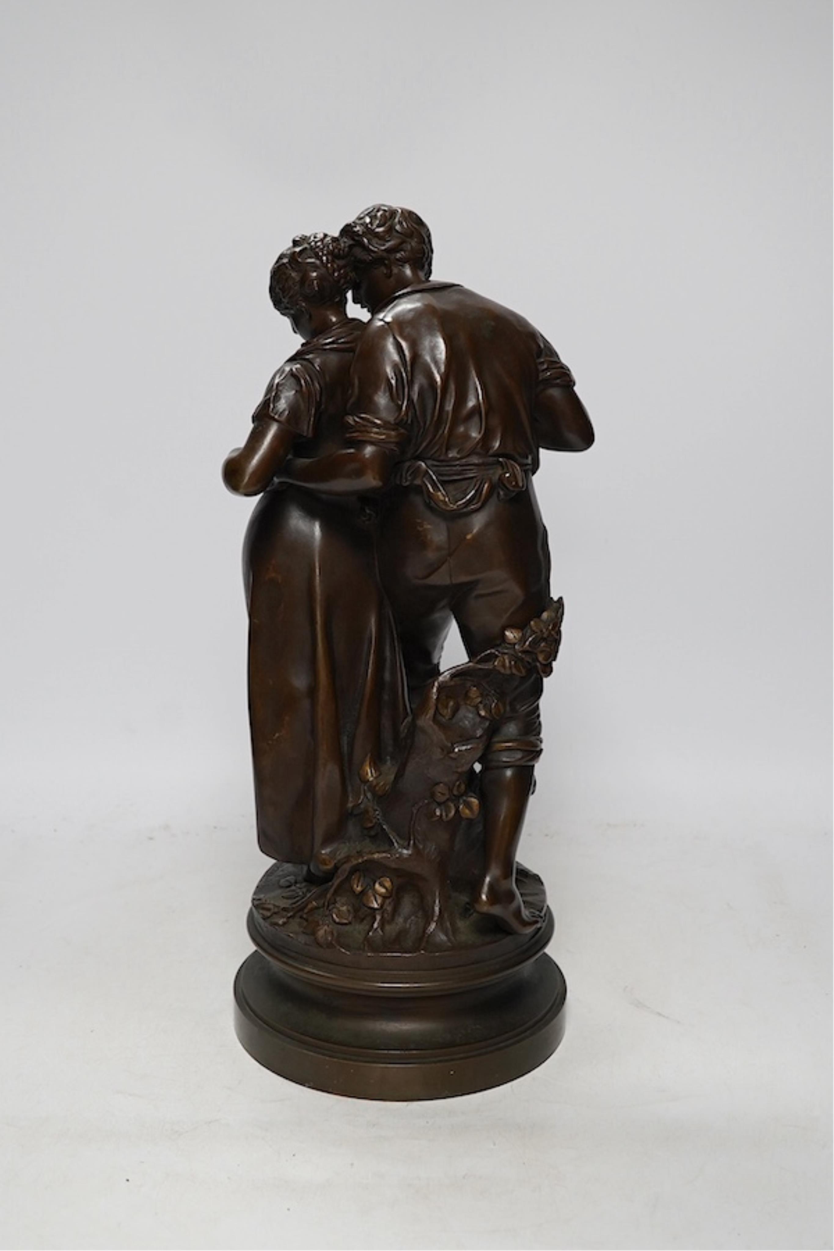 A Madrassi “Lovers” bronze, 38cm high. Condition - good